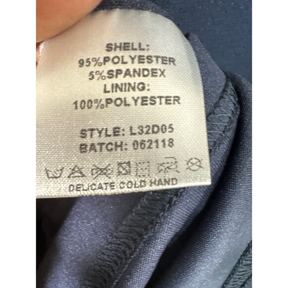 Lumier by Bariano Dark Blue Bodycon Cocktail Dress XS Quiet Luxury Romantic Midi - Picture 7 of 7